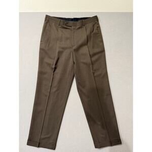 Stafford Essentials Men’s Dress Pants Slacks Sz 34x30 Classic Fit Brown Pleated